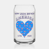 アメリカお誕生日おめでとう ブライトブルーハート ガラス缶 (正面)