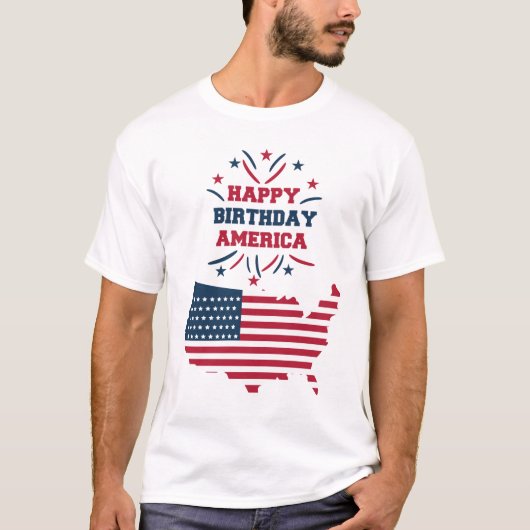 アメリカお誕生日おめでとう Tシャツ (正面)
