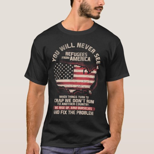 アメリカからのパトリオット難民アメリカ合衆国 Tシャツ (正面)