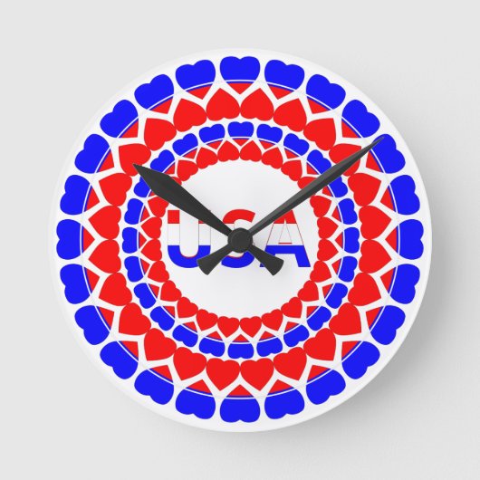 アメリカかわいい愛国心 ラウンド壁時計 (正面)