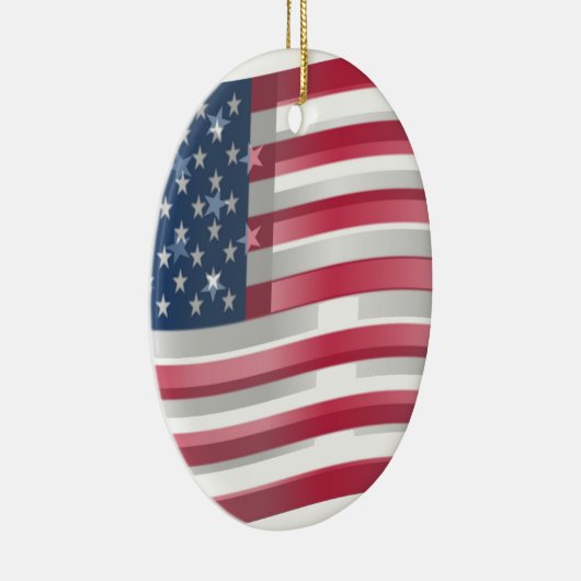 アメリカが一つに:大胆なデザインのストライプと星 セラミックオーナメント (右)
