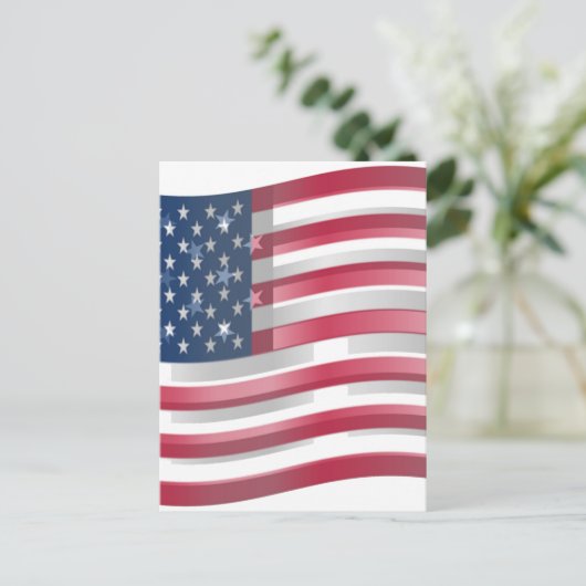 アメリカが一つに:大胆なデザインのストライプと星 ポストカード (スタンド正面)