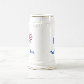 アメリカが大好き (米国国旗ハート) 青いテキストが好き ビールジョッキ (中央)