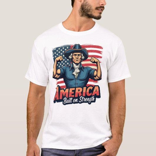 アメリカが強い愛国心のティーに建男性へ設 Tシャツ (正面)