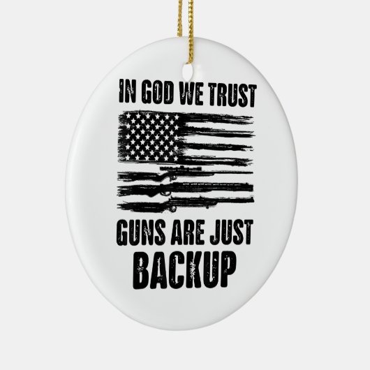 アメリカが銃を持ち直したばかりだと信じている セラミックオーナメント (右)