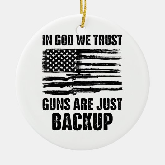 アメリカが銃を持ち直したばかりだと信じている セラミックオーナメント (正面)