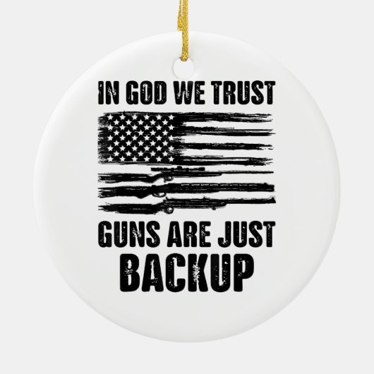 アメリカが銃を持ち直したばかりだと信じている セラミックオーナメント (裏面)