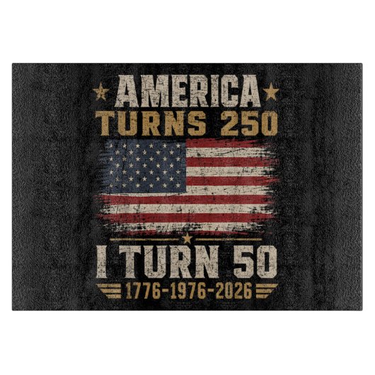 アメリカが250歳 私が50歳 カッティングボード (正面)