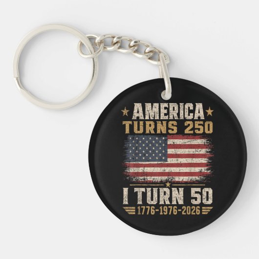 アメリカが250歳 私が50歳 キーホルダー (正面)