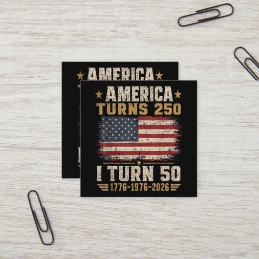 アメリカが250歳 私が50歳 スクエア名刺 (正面/裏面インサイチュ)