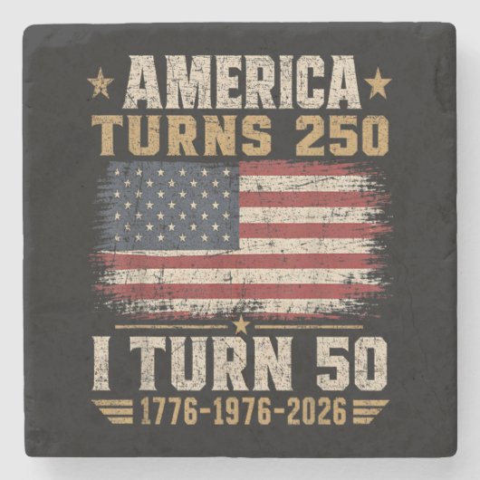 アメリカが250歳 私が50歳 ストーンコースター (正面)