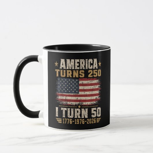 アメリカが250歳 私が50歳 マグカップ (左)