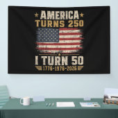 アメリカが250歳 私が50歳 横断幕 (トレードショー)