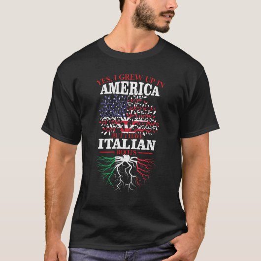 アメリカだがルーツイタリアンはアメリカだ Tシャツ (正面)