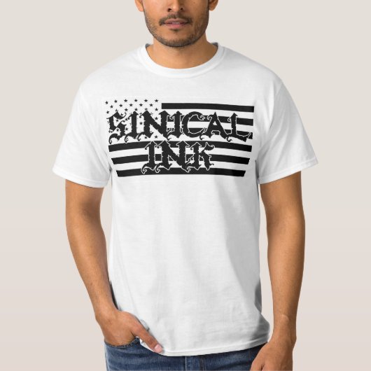 アメリカでなされるSinical白黒インク Tシャツ (正面)