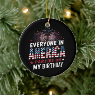 アメリカではみんなが私の誕生日にパーティーをする セラミックオーナメント