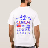 アメリカでギリシャの部品を使用して組み立てられた メンズ Tシャツ (裏面)