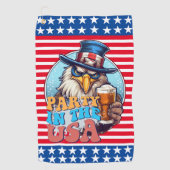 アメリカでパーティーするゴルファー ゴルフタオル (正面)