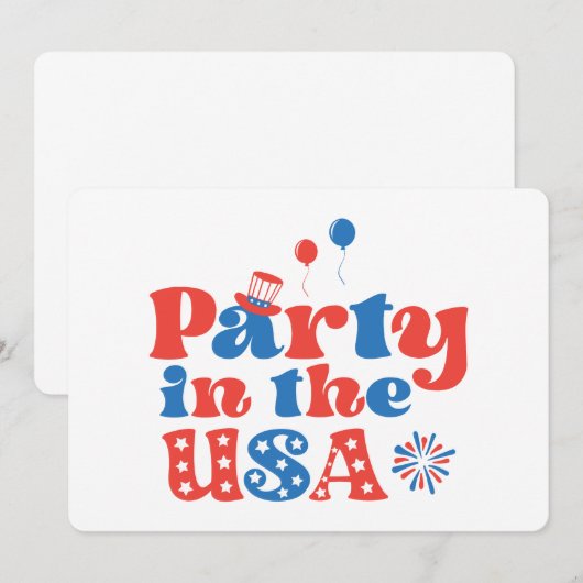 アメリカでパーティ 招待状 (正面/裏面)