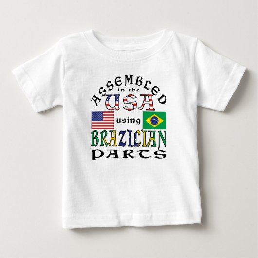 アメリカでブラジル製部品を使用して組み立てました ベビーTシャツ (正面)