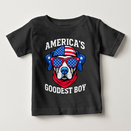 アメリカで一番おいしい男の子犬 ベビーTシャツ (正面)