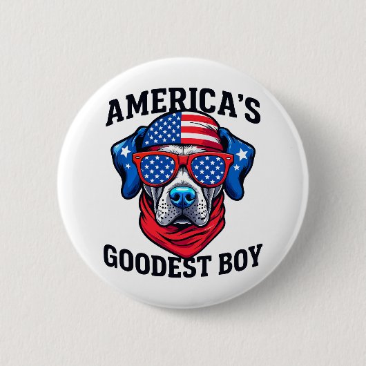 アメリカで一番良い子な犬 缶バッジ (正面)