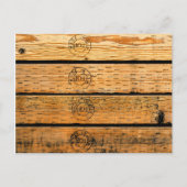 「アメリカで作った」と刻印された木の厚板 ポストカード (正面)