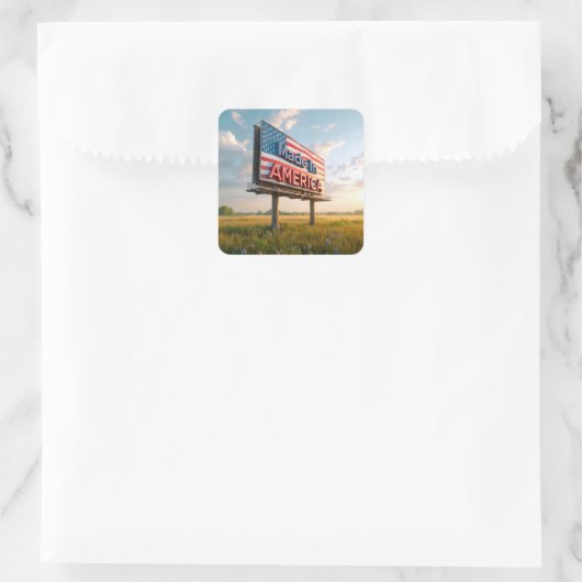 アメリカで作られた国土の看板 スクエアシール (バッグ)