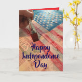 アメリカで作られた幸せな独立記念日 カード (黄色い花)