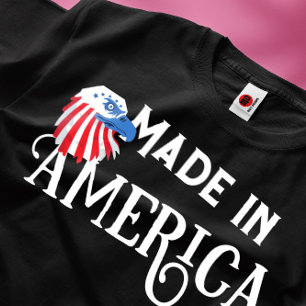 アメリカで作られた赤と青のワシ Tシャツ