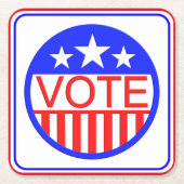 アメリカで投票 スクエアペーパーコースター (正面)