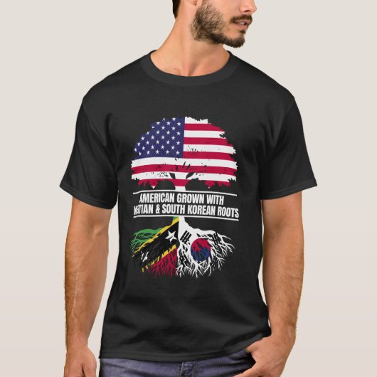 アメリカで育ったキティティアン+韓国ルーツフラグ Tシャツ (正面)