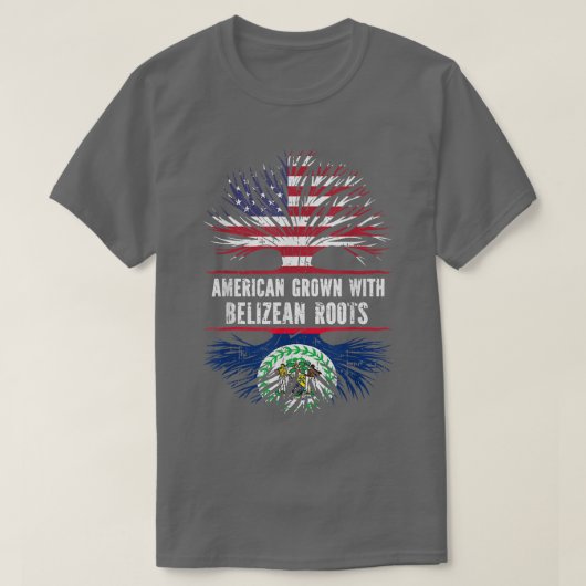アメリカで育てられたが、ベリーズ出身のルーツを持つ - 米国国旗 ベリーズ Tシャツ (デザイン正面)