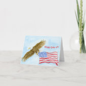 アメリカで飛ぶハクトウワシとともに七月四日を祝おう カード (正面)