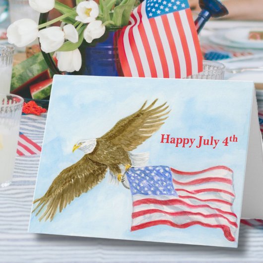 アメリカで飛ぶハクトウワシとともに七月四日を祝おう カード