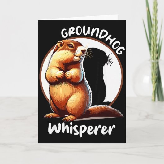アメリカで、グラウンドホッグ・ウィスパラーがグラウンドホッグ・デイを祝う カード (正面)