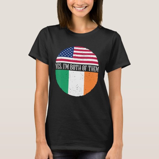 アメリカとアイルランドのヴィンテージフラグYes私は両方の Tシャツ (正面)