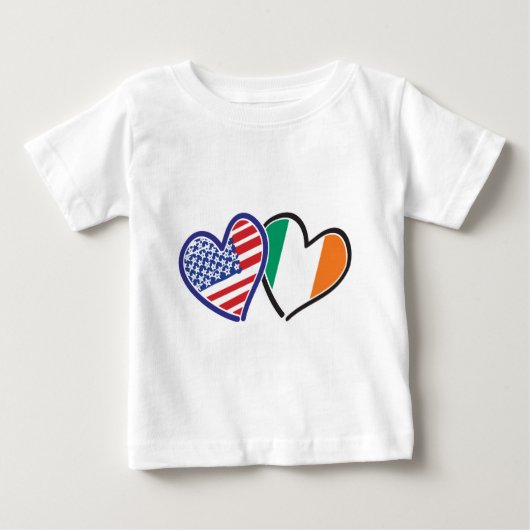 アメリカとアイルランド愛国愛ハート ベビーTシャツ (正面)