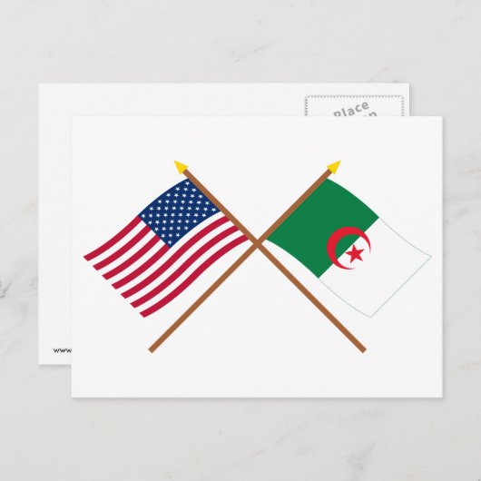 アメリカとアルジェリアのクロス国旗 ポストカード (正面/裏面)