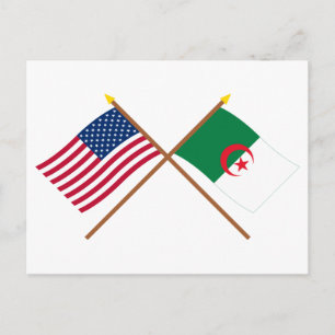 アメリカとアルジェリアのクロス国旗 ポストカード