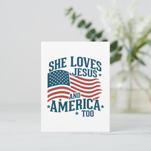 アメリカとイエスを愛し続ける彼女の国旗4日 シーズンポストカード (スタンド正面)