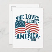 アメリカとイエスを愛し続ける彼女の国旗4日 シーズンポストカード (正面/裏面)