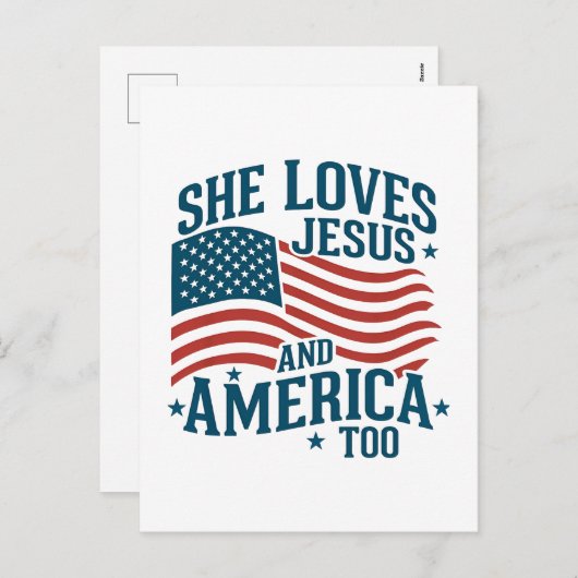 アメリカとイエスを愛し続ける彼女の国旗4日 シーズンポストカード (正面/裏面)