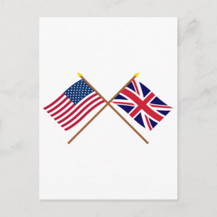 アメリカとイギリスのクロス国旗 ポストカード
