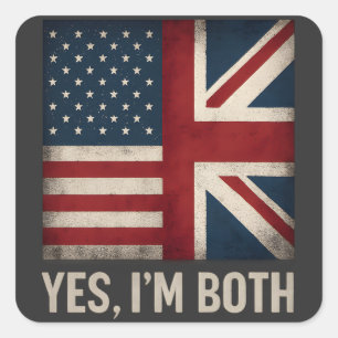 アメリカとイギリスの両方の国旗への誇り スクエアシール