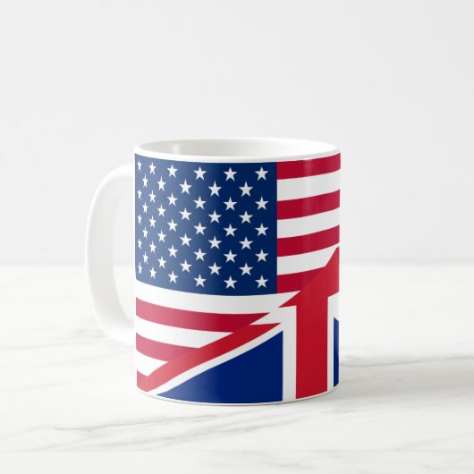 アメリカとイギリスの合併した国旗のマグカップ コーヒーマグカップ (正面左)