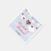 アメリカとイギリスの国旗のハート結婚ズ スタンダードカクテルナプキン (角)