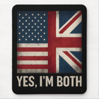 アメリカとイギリスの国旗を重ねたデザイン 英国とアメリカのハーフ・アイデンティティを祝おう マウスパッド