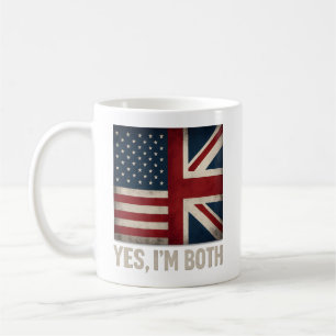 アメリカとイギリスの国旗を重ねたデザイン 英国とアメリカのハーフ・アイデンティティを誇りに思う人へ コーヒーマグカップ