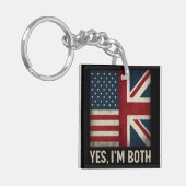 アメリカとイギリスの国旗を重ねたデザイン 英国とアメリカ両方の誇り キーホルダー (正面左)